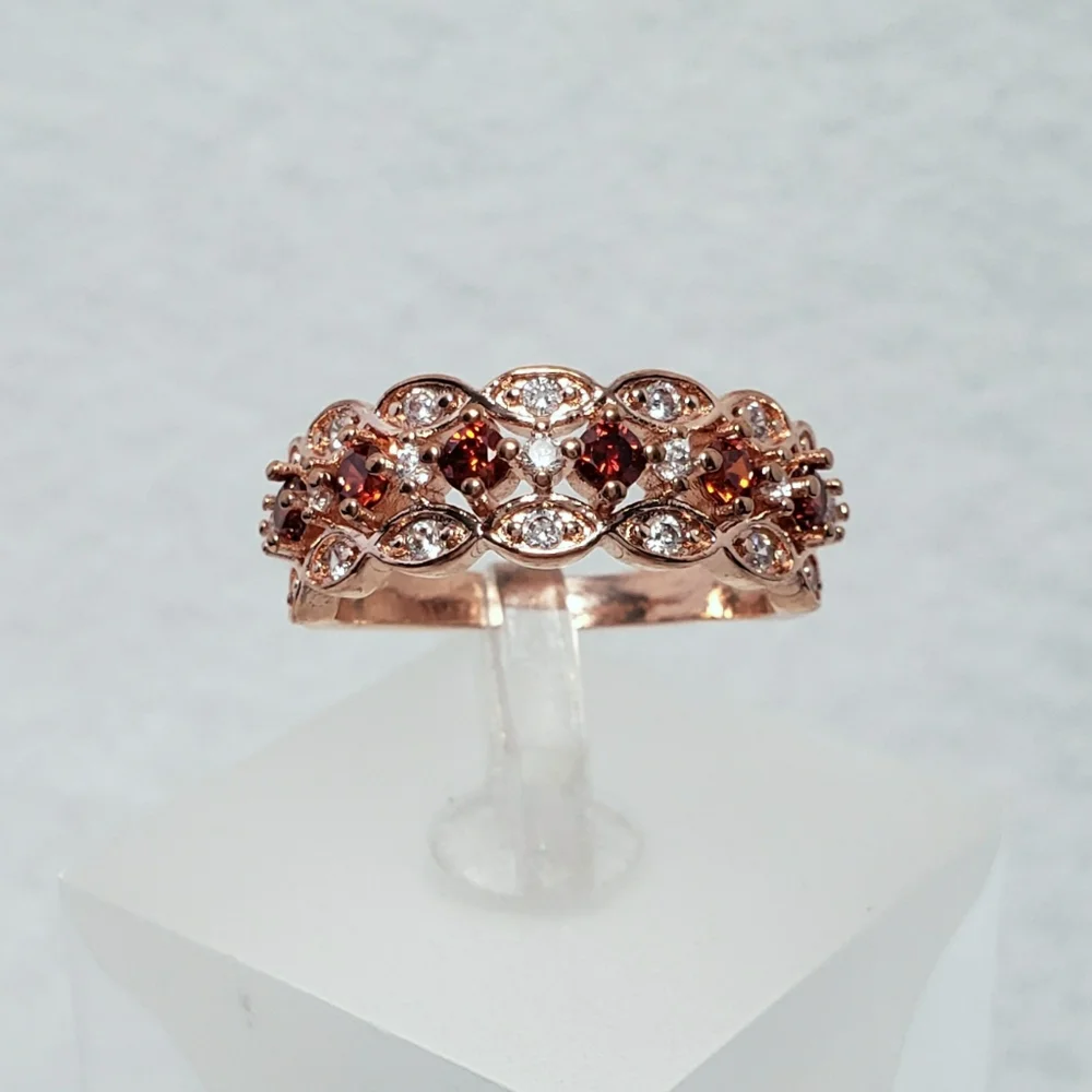Rose Gold Red Stack Ring - Picture 3 of 8